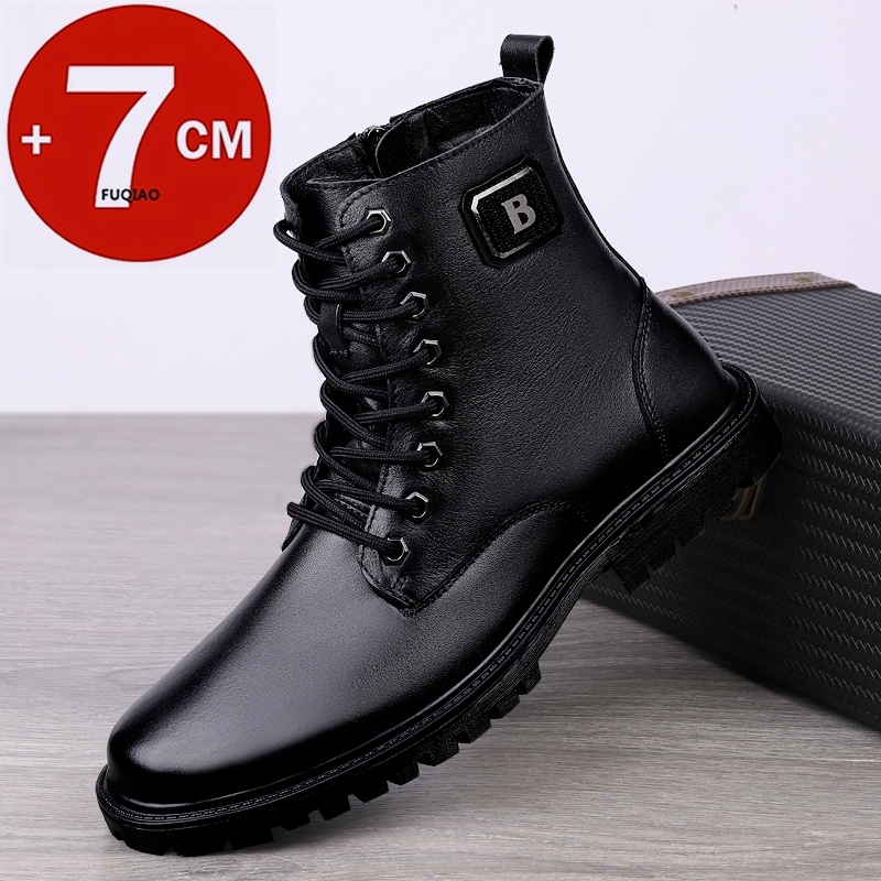 Men Shoes Size Chart - Botas de elevador de couro genuíno