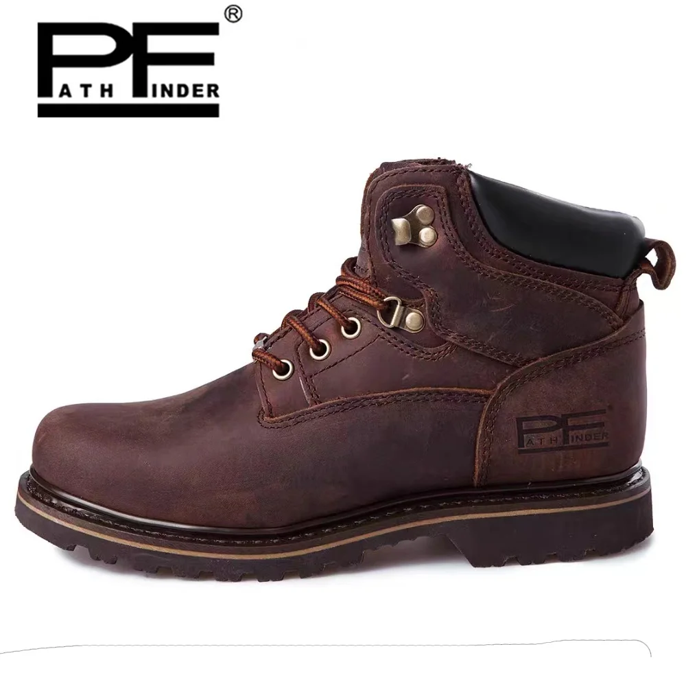 Work Boot Steel Toe - Pf moda masculina botas de motocicleta
