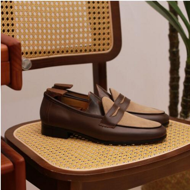 Boat Shoe Leather - Estilo britânico homens mocassins de café