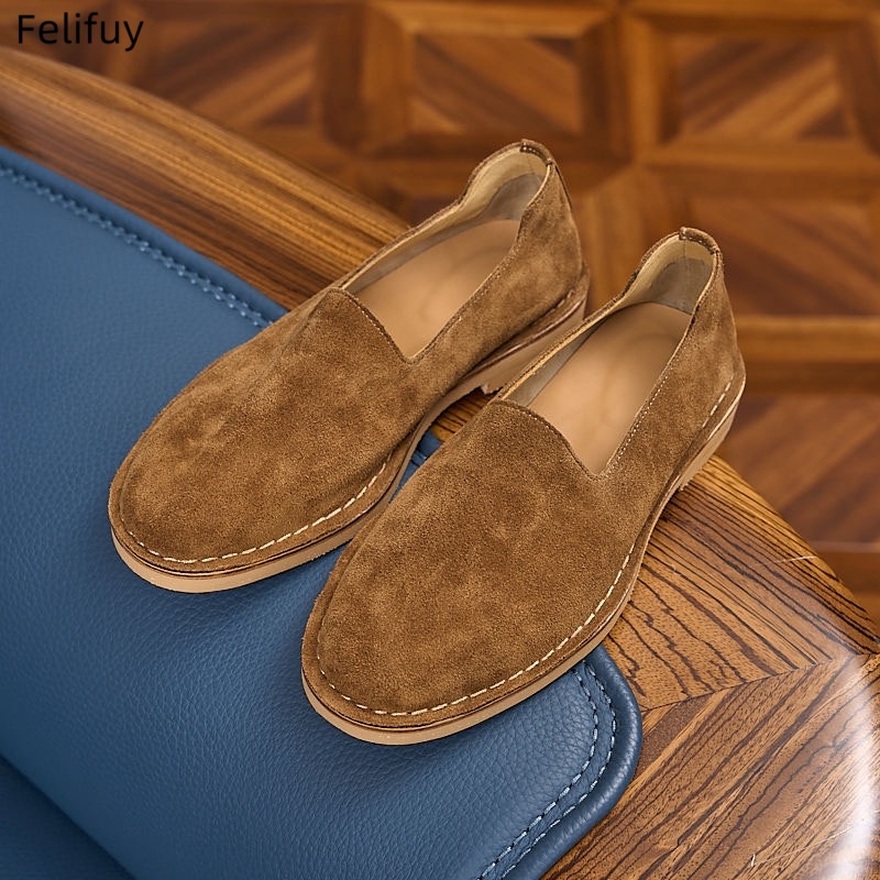 Boat Shoe Leather - Mocassins masculinos de camurça bovina, sapatos