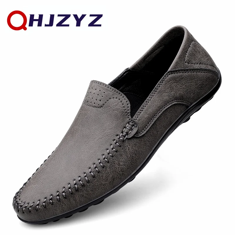 Boat Shoe Leather - Mocassins Masculinos de Couro Genuíno Slip-On