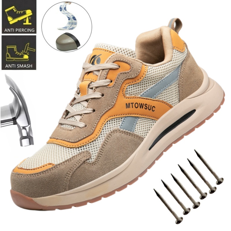 Work Boot Steel Toe - Malha perfurada para respirabilidade, sapatos funcionais,