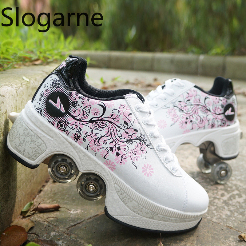 Men'S Shoes To Women'S Size - Mulher 4 rodas deformação patins sapatos