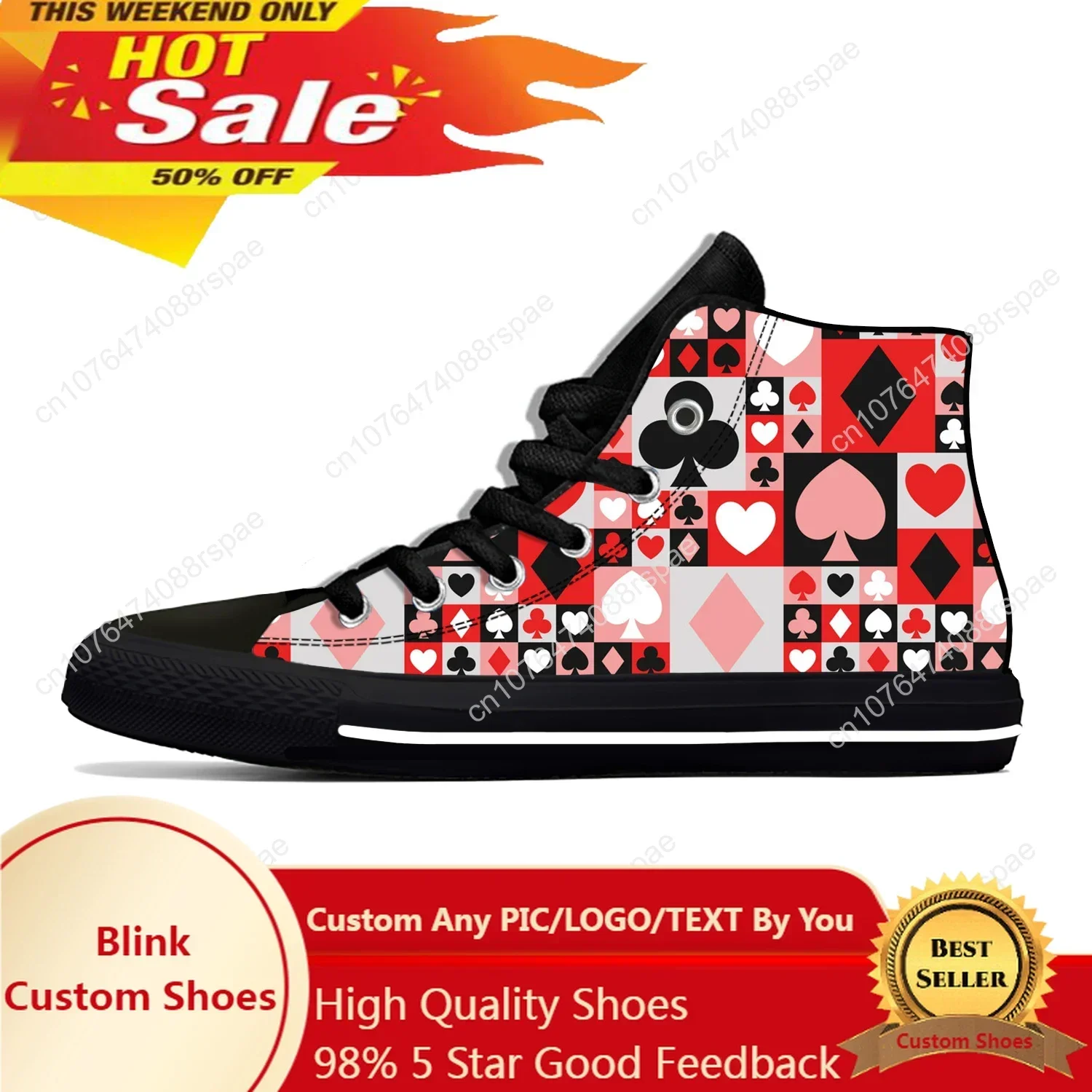 Canvas Sneaker High - Verão jogando cartão símbolo poker casino