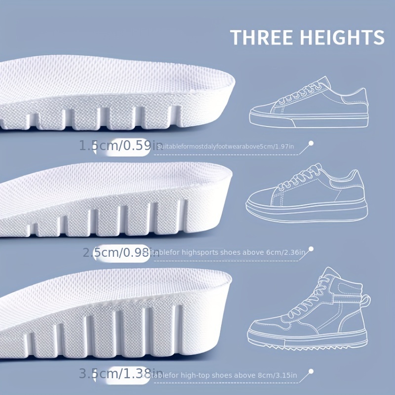 1 par novo 1.5-3.5cm branco in - Men Shoes Size Chart avaliação e preço